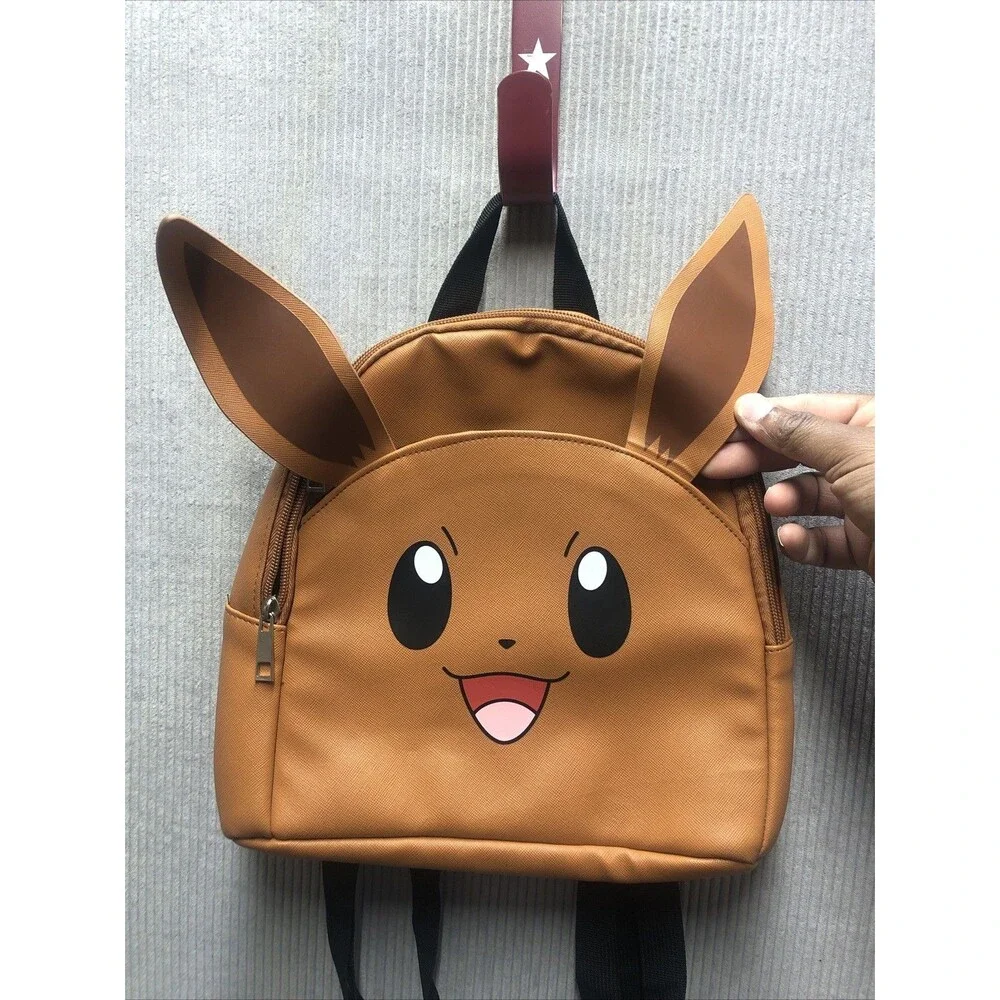 Pokémon Eevee Bioworld  Backpack Book Bag Caramel Brown 3D Face